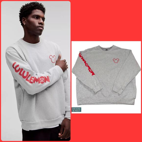 Disney x Lululemon Steady State Crew L Gray Mickey Collab Limited Edition Unisex - Picture 1 of 16